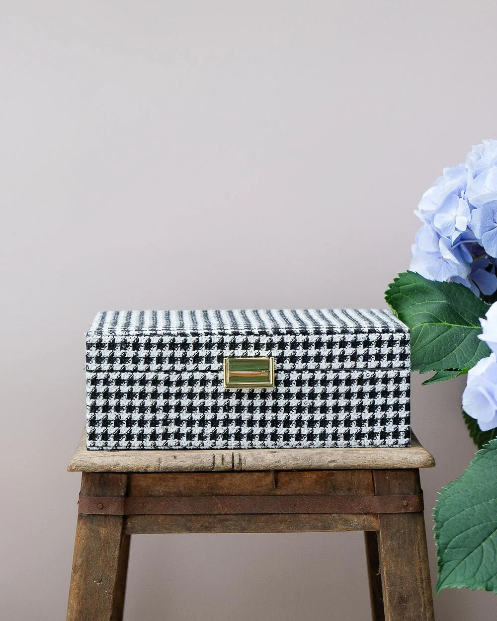 Louise Houndstooth Jewelry Box Black