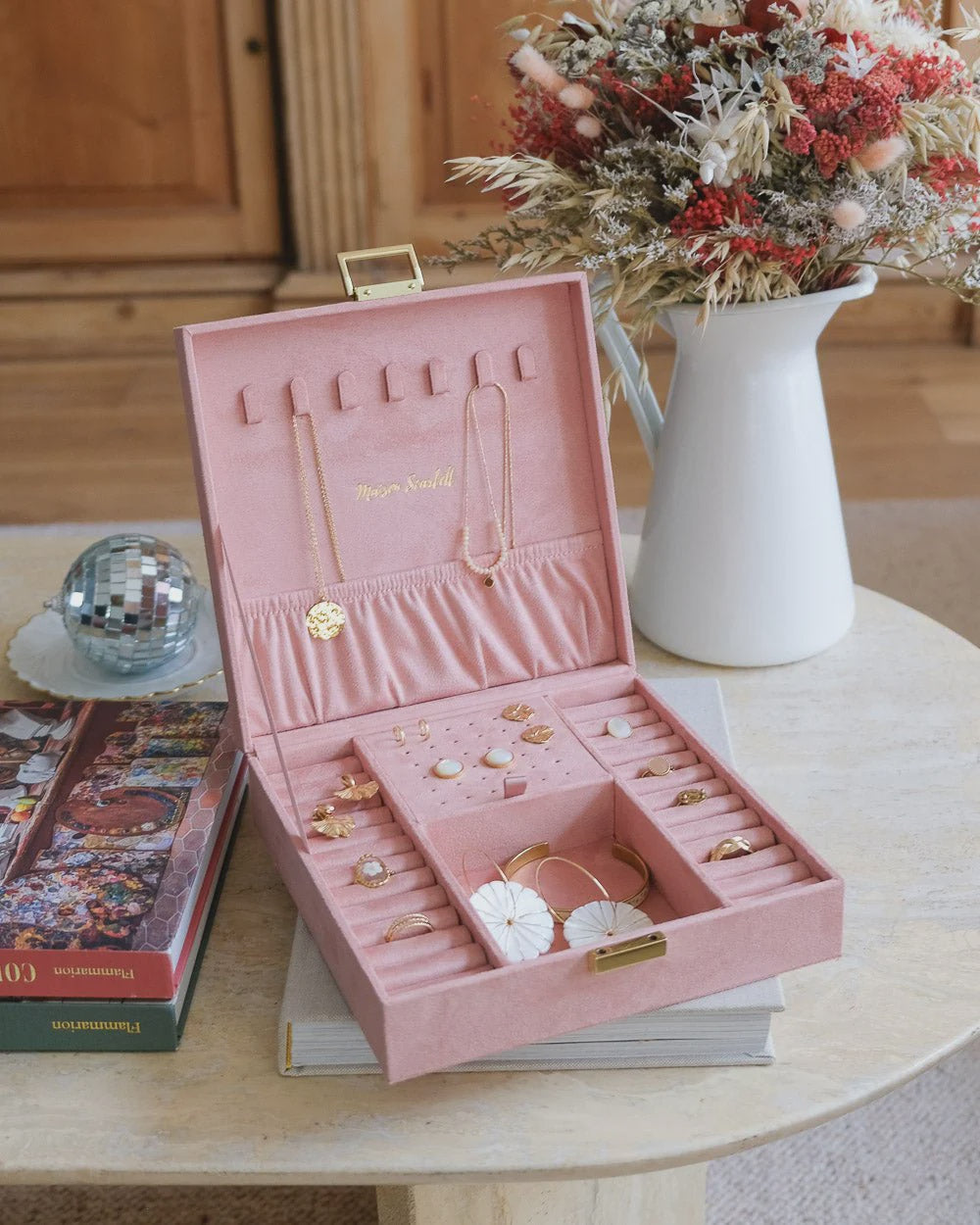 Anne Jewelry Box In Pink Velvet