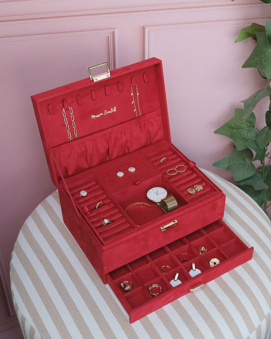 Denise Velvet Jewelry Box Red