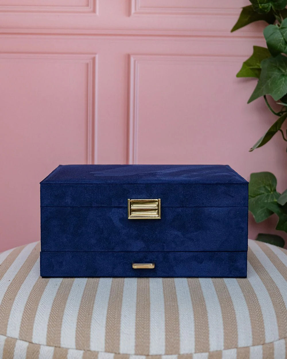 Denise Velvet Jewelry Box Navy Blue