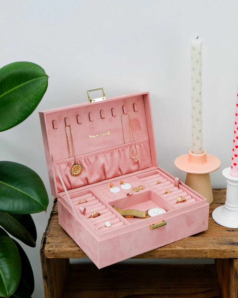 Louise Jewelry Box In Pink Velvet