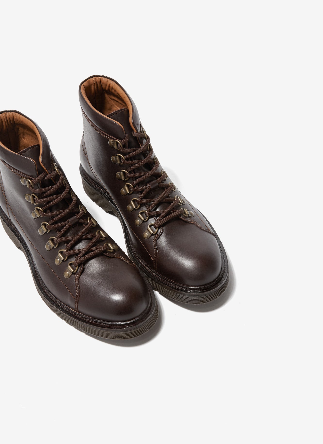 Men Shoes | Brown Leather Military Ankle Boots by Spanish designer Adolfo Dominguez