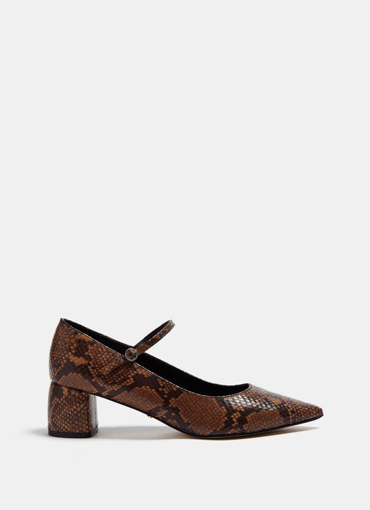 Women Shoes | Brown Leather Shoes With Animal Print by Spanish designer Adolfo Dominguez