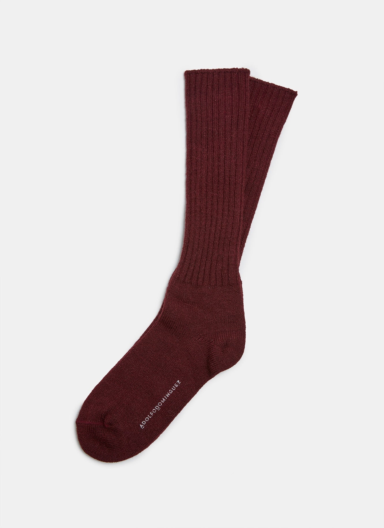 Men Socks | Burgundy Alpaca Ribbed Knit Socks by Spanish designer Adolfo Dominguez