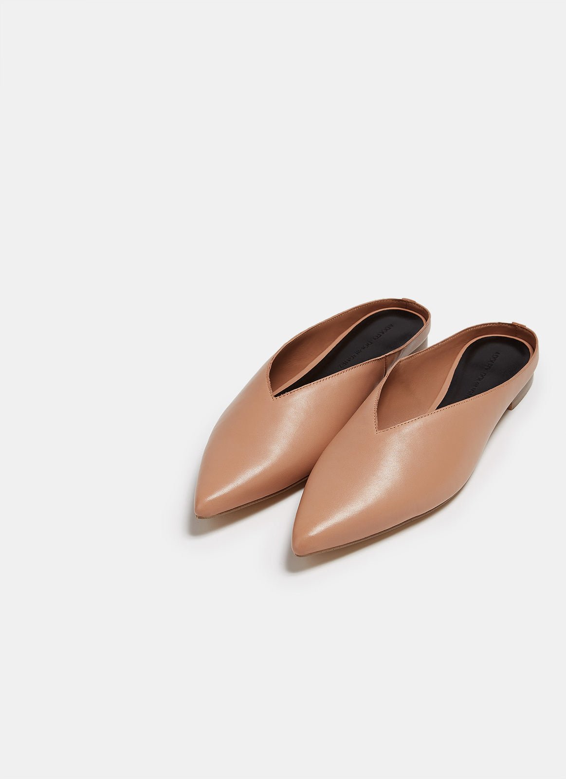 Women Shoes | Camel Leather Mule With V-Vamp by Spanish designer Adolfo Dominguez