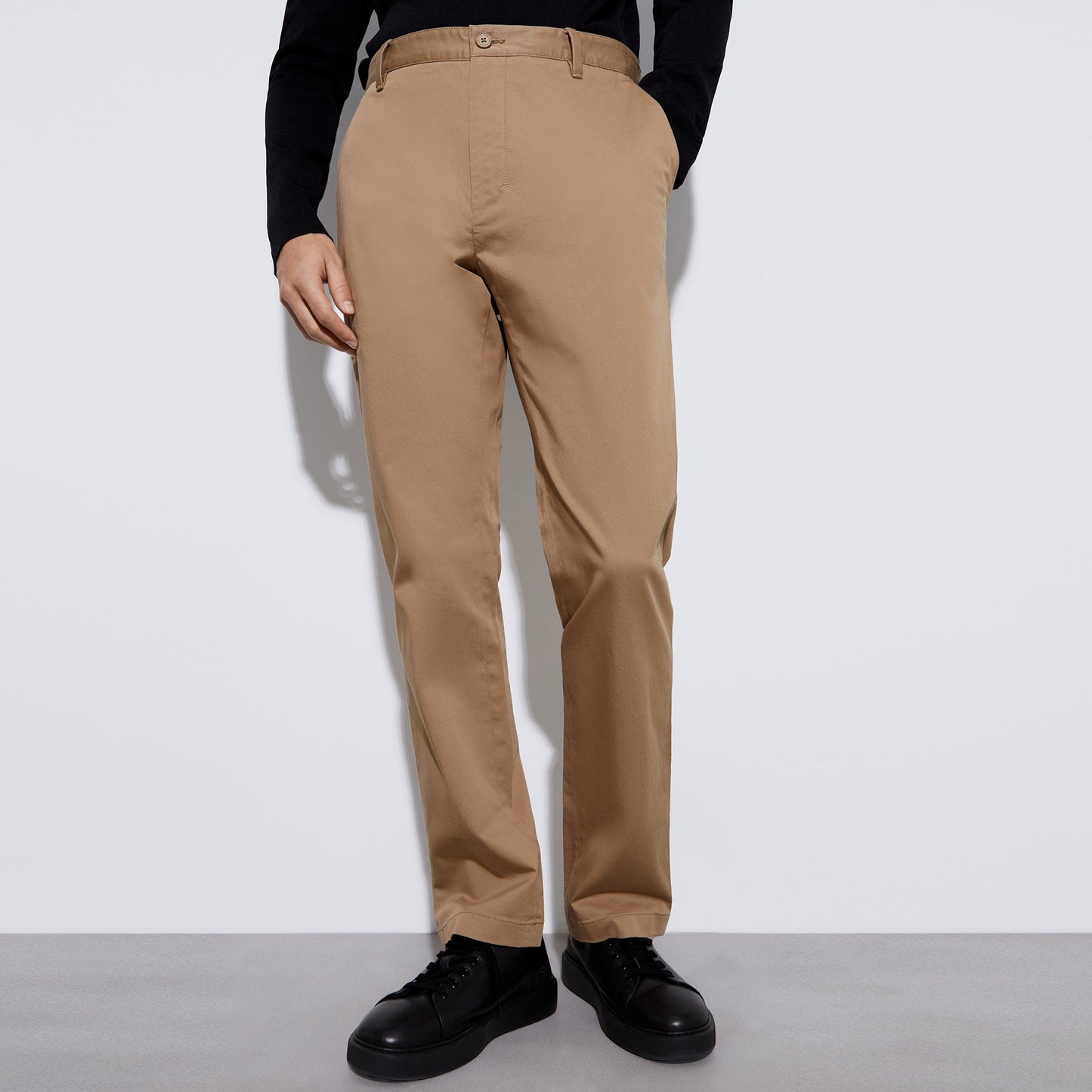 Men Trousers | Camel Responsible Cotton Chino Pants by Spanish designer Adolfo Dominguez