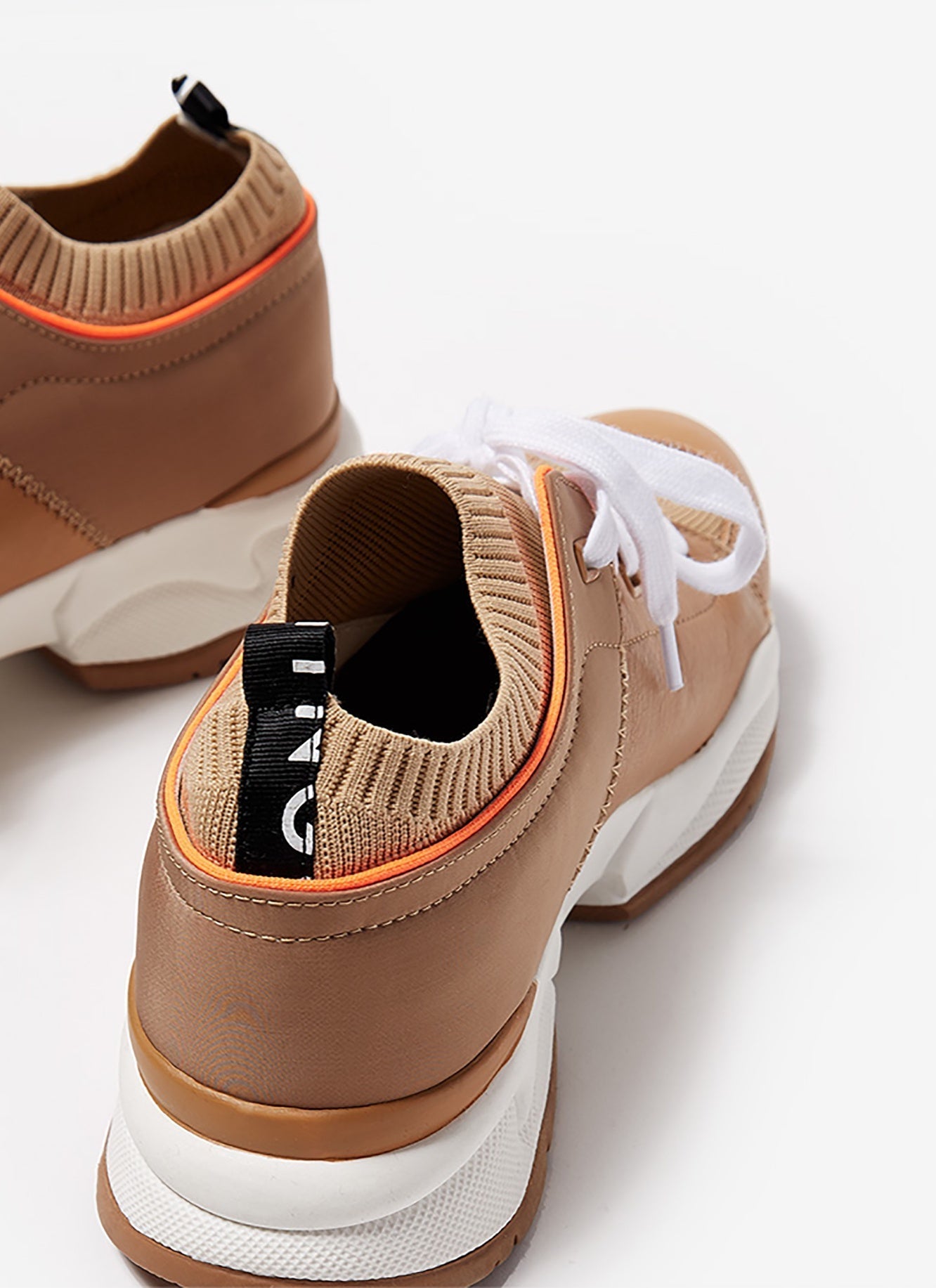 Women Shoes | Camel Sneakers With Neon Details by Spanish designer Adolfo Dominguez