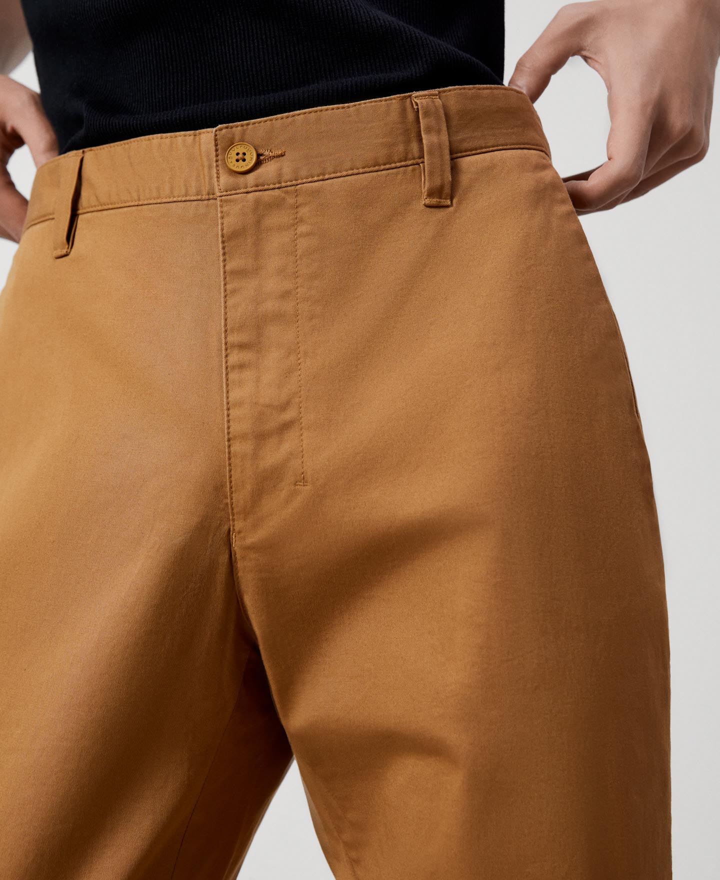 Men Trousers | Camel Stretch Cotton Chino Trousers by Spanish designer Adolfo Dominguez