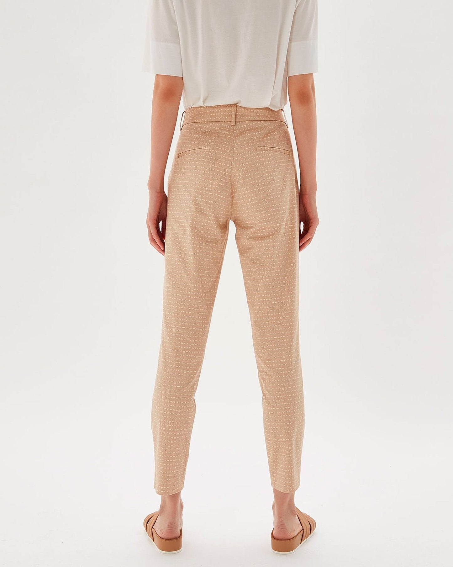 Women Trousers | Camel Trousers With Jacquard Logo by Spanish designer Adolfo Dominguez