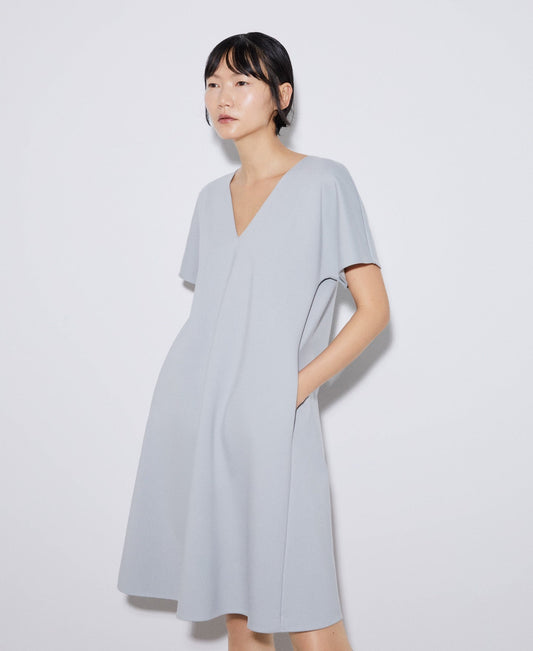 Women Dress | Charcoal Grey Responsible Viscose A-Line Dress by Spanish designer Adolfo Dominguez