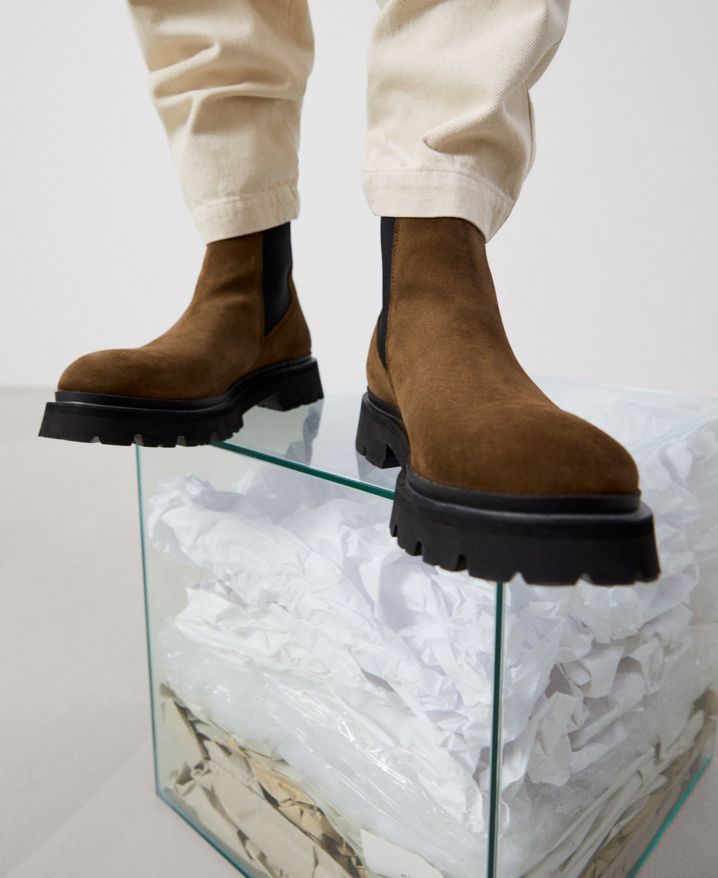 Men Shoes | Chocolate Chelsea Boot In Split Suede by Spanish designer Adolfo Dominguez