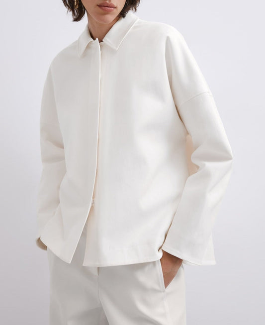 Women Short Jacket | Ecru Cotton Inner Jacket by Spanish designer Adolfo Dominguez