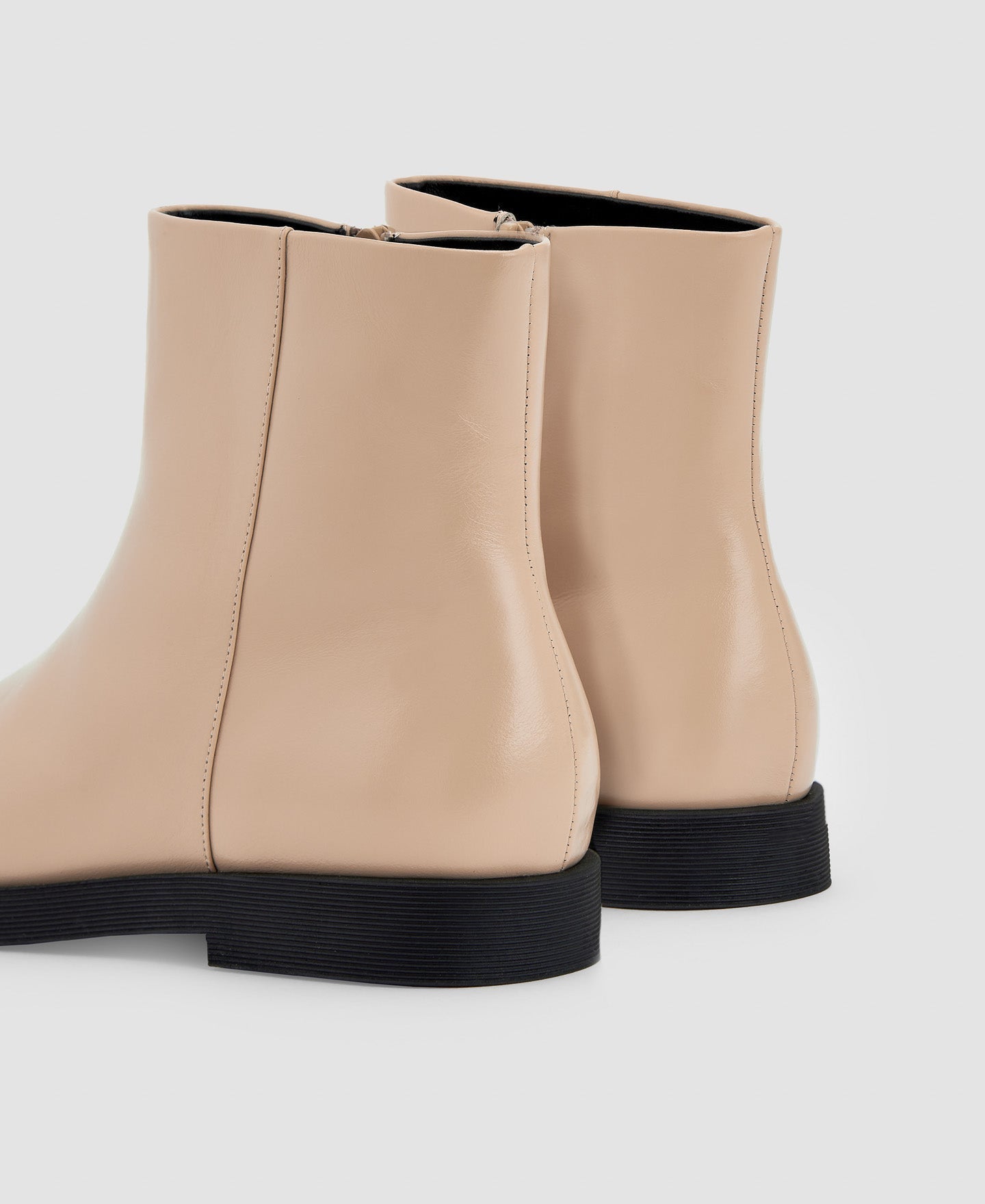 Women Shoes | Ecru Minimalist Leather Ankle Boots by Spanish designer Adolfo Dominguez