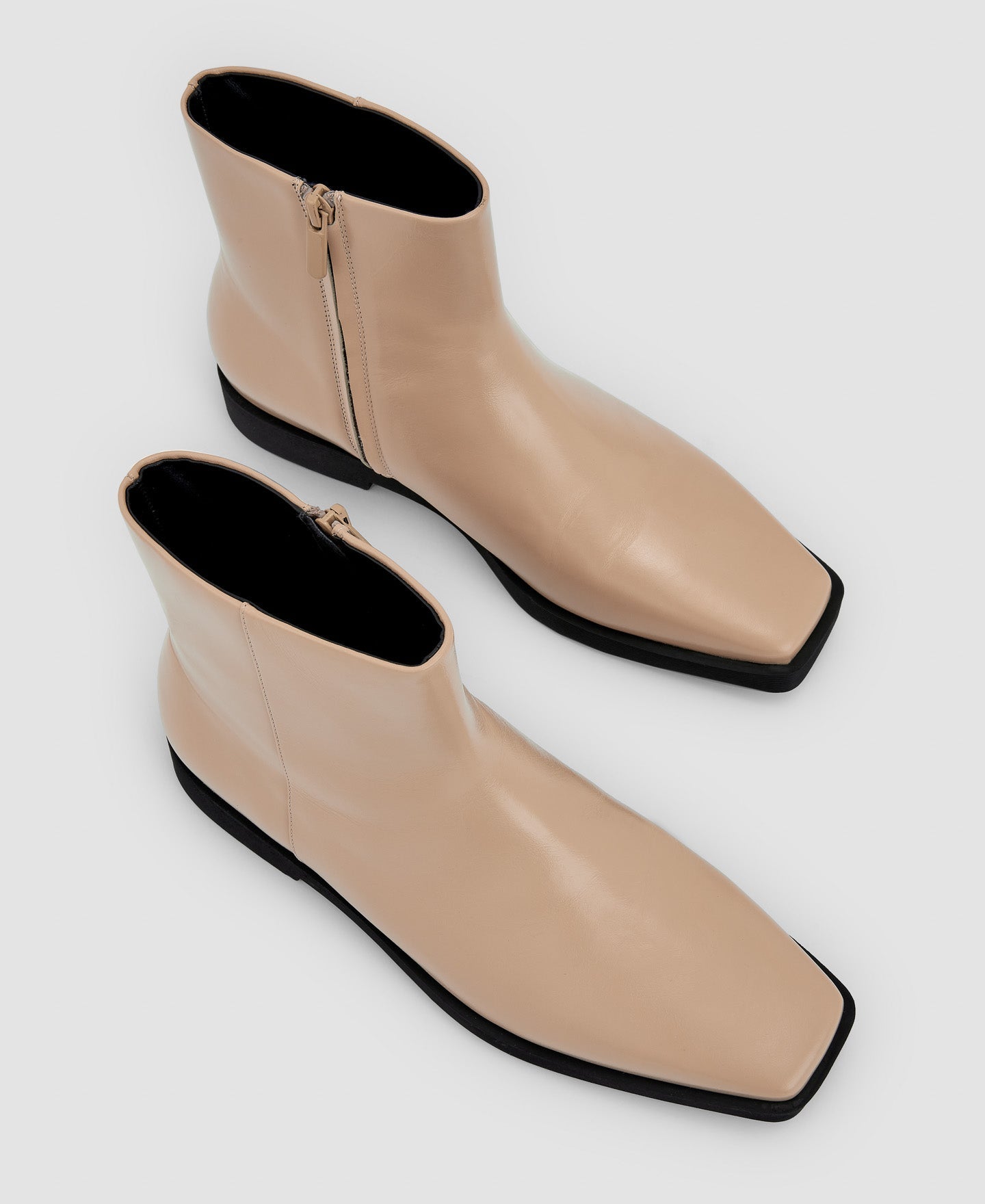 Women Shoes | Ecru Minimalist Leather Ankle Boots by Spanish designer Adolfo Dominguez