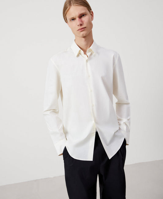 Men Shirt | Ecru Regular Fit Cotton Shirt by Spanish designer Adolfo Dominguez