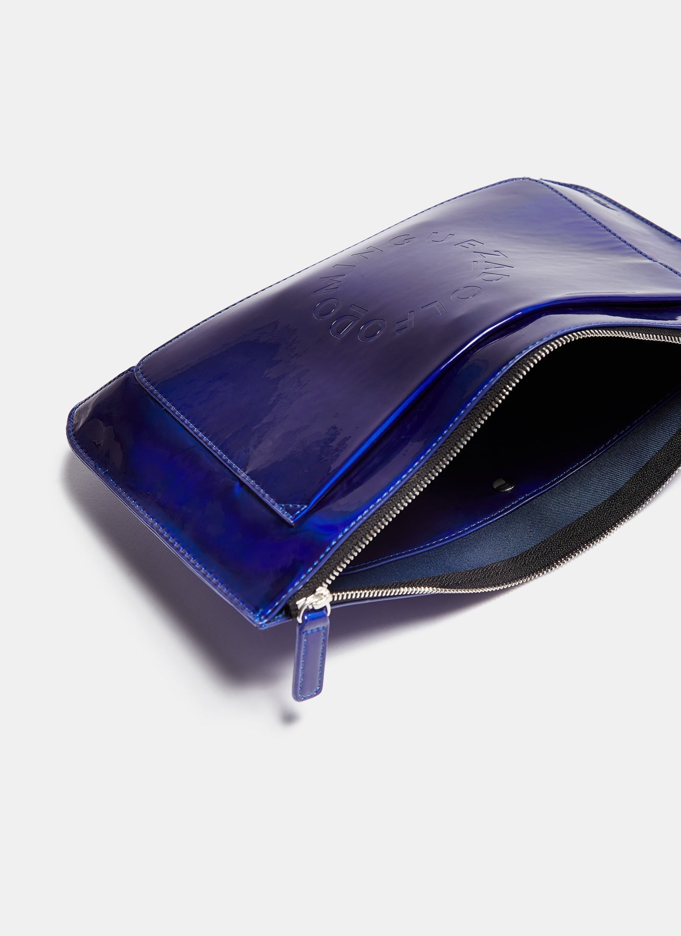 Women Wallet | Electric Blue Clutch With Iridescent Finish by Spanish designer Adolfo Dominguez