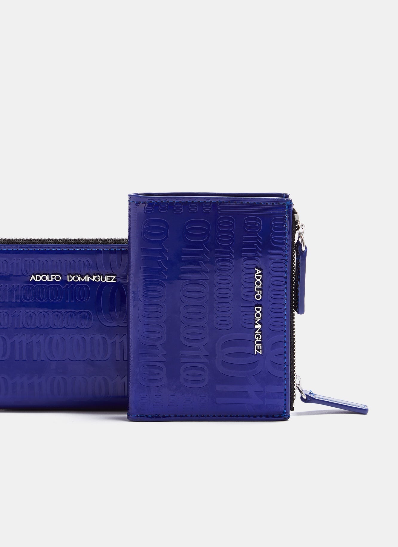 Women Wallet | Electric Blue Double Vegan Wallet With Binary Print by Spanish designer Adolfo Dominguez