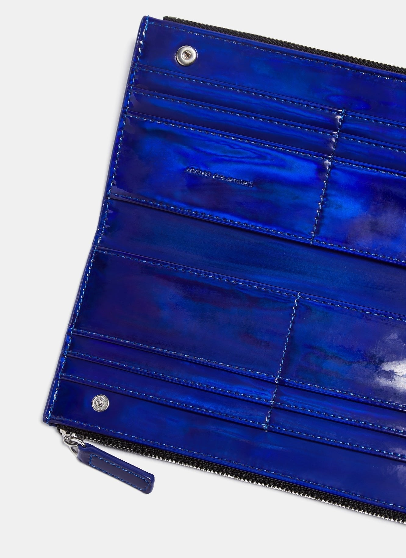 Women Wallet | Electric Blue Double Wallet With Binary Embossed Print by Spanish designer Adolfo Dominguez