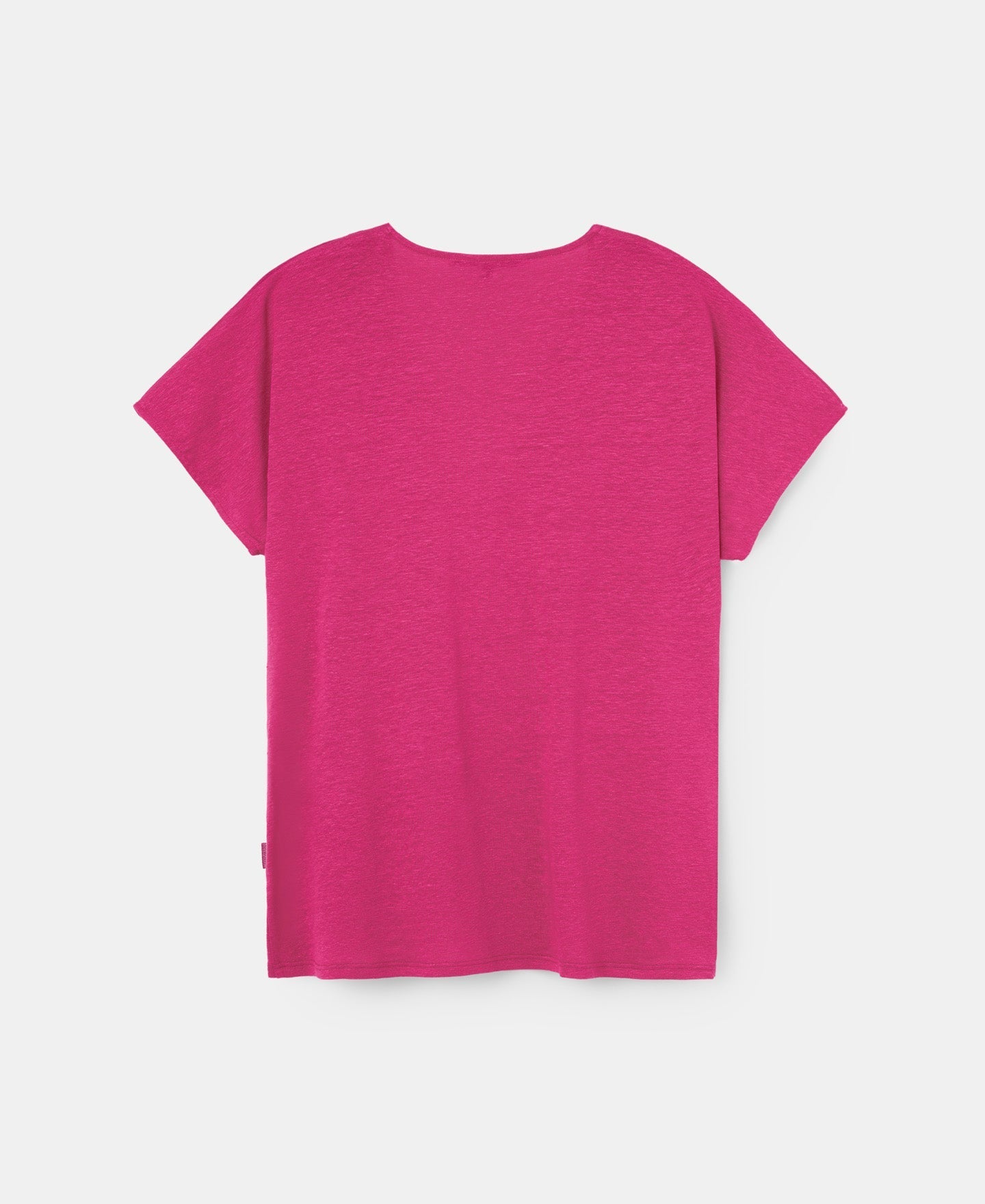 Women T-Shirt (Short Sleeve) | Fuchsia Pink Elastic Linen T-Shirt by Spanish designer Adolfo Dominguez