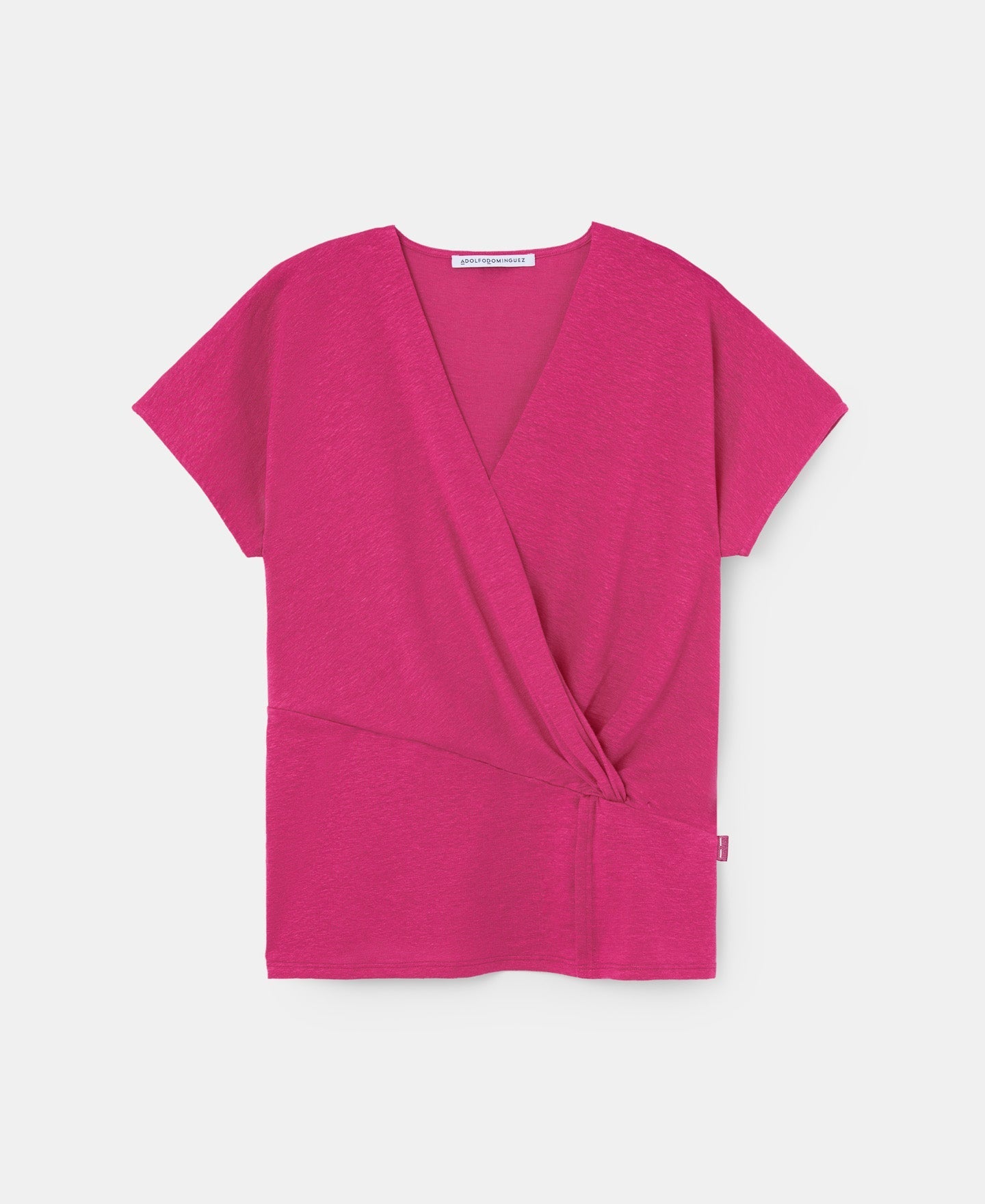 Women T-Shirt (Short Sleeve) | Fuchsia Pink Elastic Linen T-Shirt by Spanish designer Adolfo Dominguez