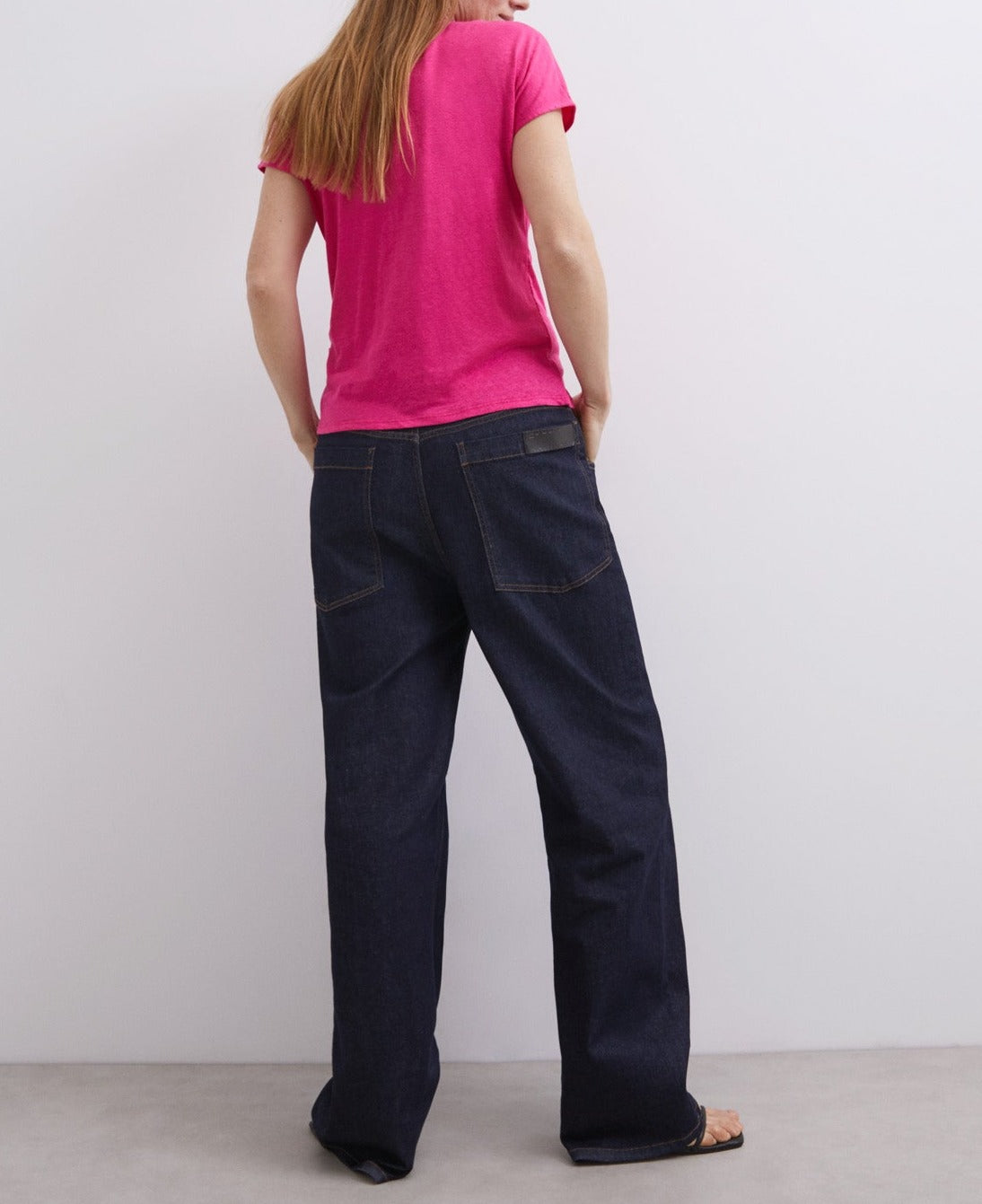 Women T-Shirt (Short Sleeve) | Fuchsia Pink Elastic Linen T-Shirt by Spanish designer Adolfo Dominguez