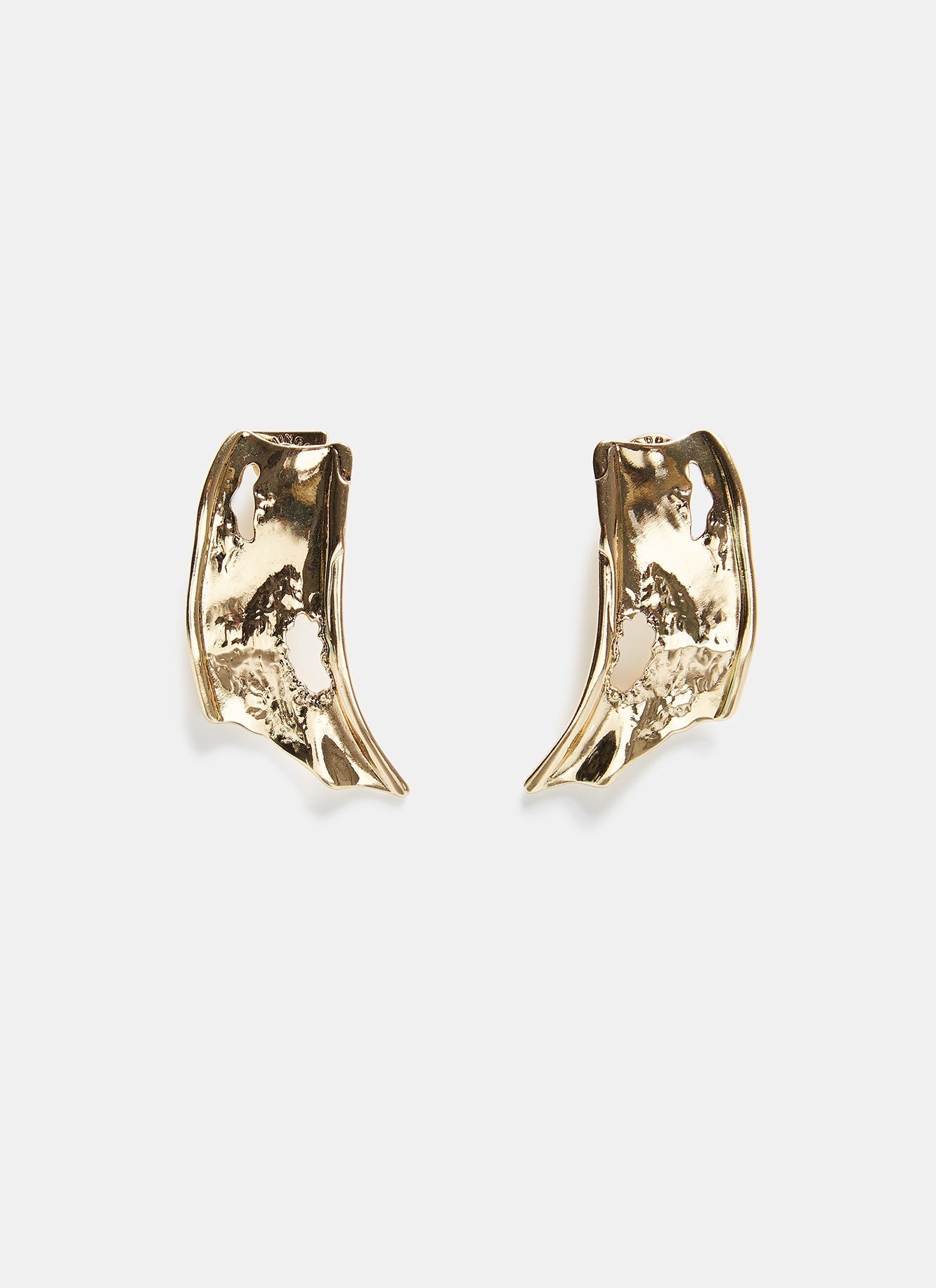 Women Earrings | Gold Gold Long Earrings With Organic Shapes by Spanish designer Adolfo Dominguez