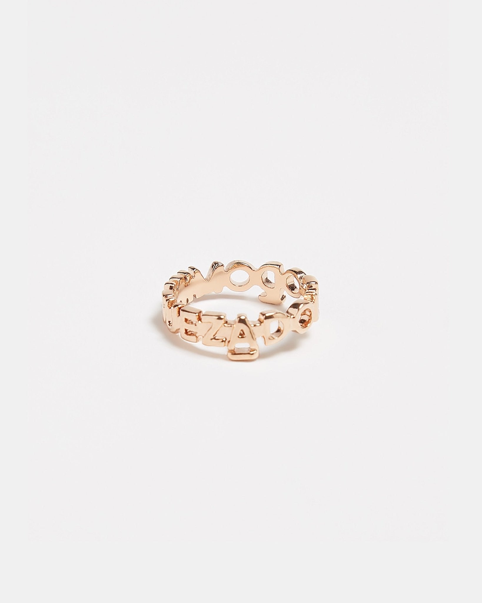 Women Accesories | Gold Pink Logoed Ring by Spanish designer Adolfo Dominguez