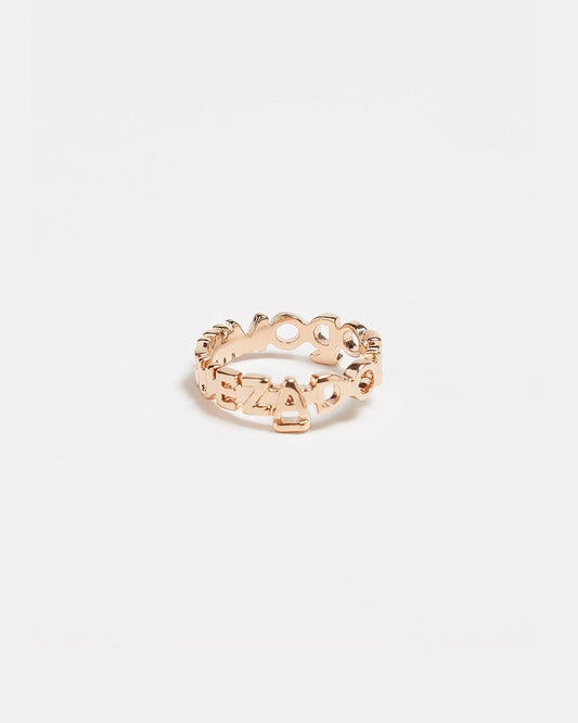 Women Accesories | Gold Pink Logoed Ring by Spanish designer Adolfo Dominguez