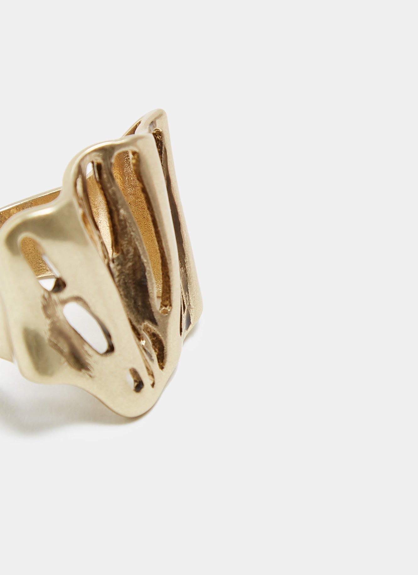 Women Ring | Gold Pleated Metal Ring by Spanish designer Adolfo Dominguez