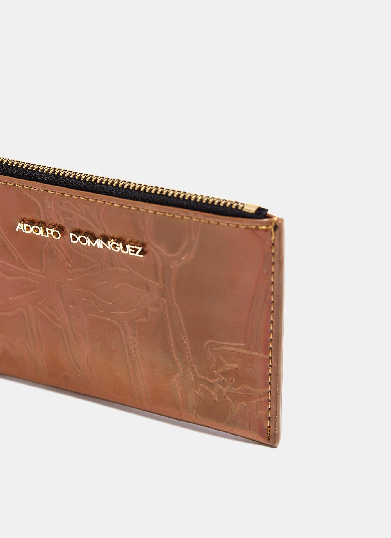 Women Accesories | Gold Wallet With Mirror Finish by Spanish designer Adolfo Dominguez