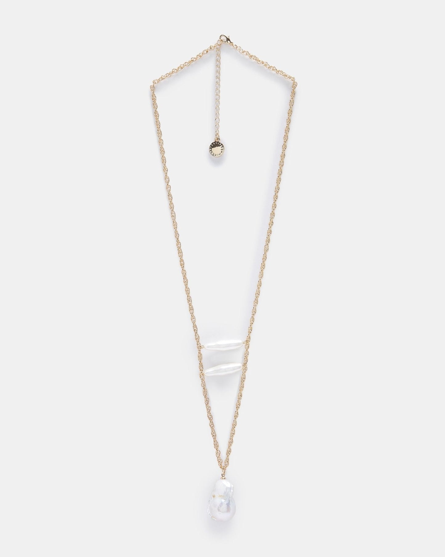 Women Necklace | Gold/White Short Necklace With Irregular Pearls by Spanish designer Adolfo Dominguez