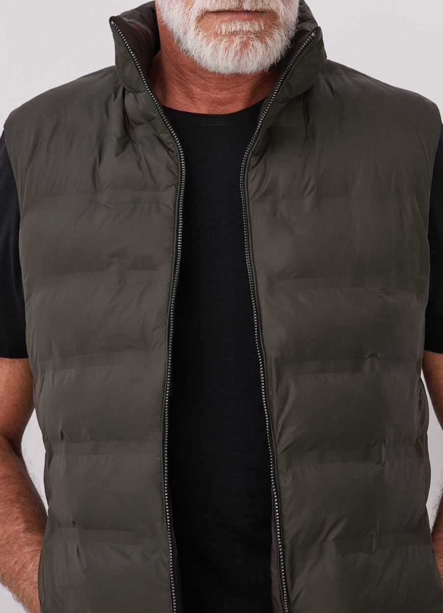 Men Vest | Green Reversible Padded Waistcoat by Spanish designer Adolfo Dominguez