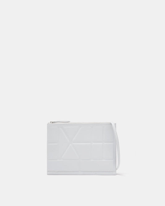 Women Bags | Grey Flat Crossbody Bag With Geometric Lines by Spanish designer Adolfo Dominguez