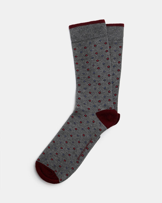 Men Socks | Grey Low Cut Socks With Geometric Print by Spanish designer Adolfo Dominguez