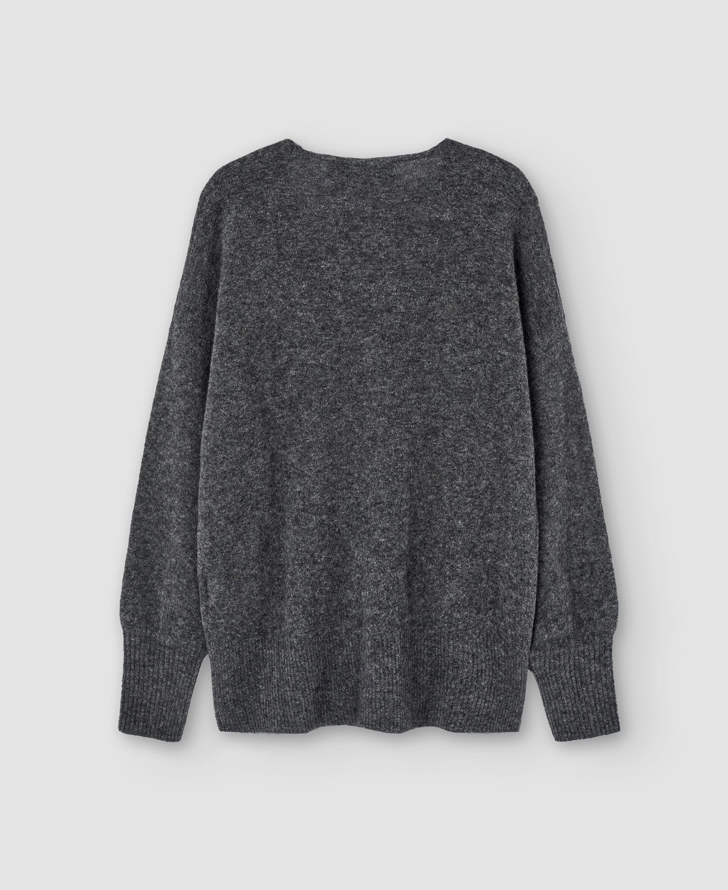 Women Jersey | Grey Melange V-Neck Mohair Sweater by Spanish designer Adolfo Dominguez