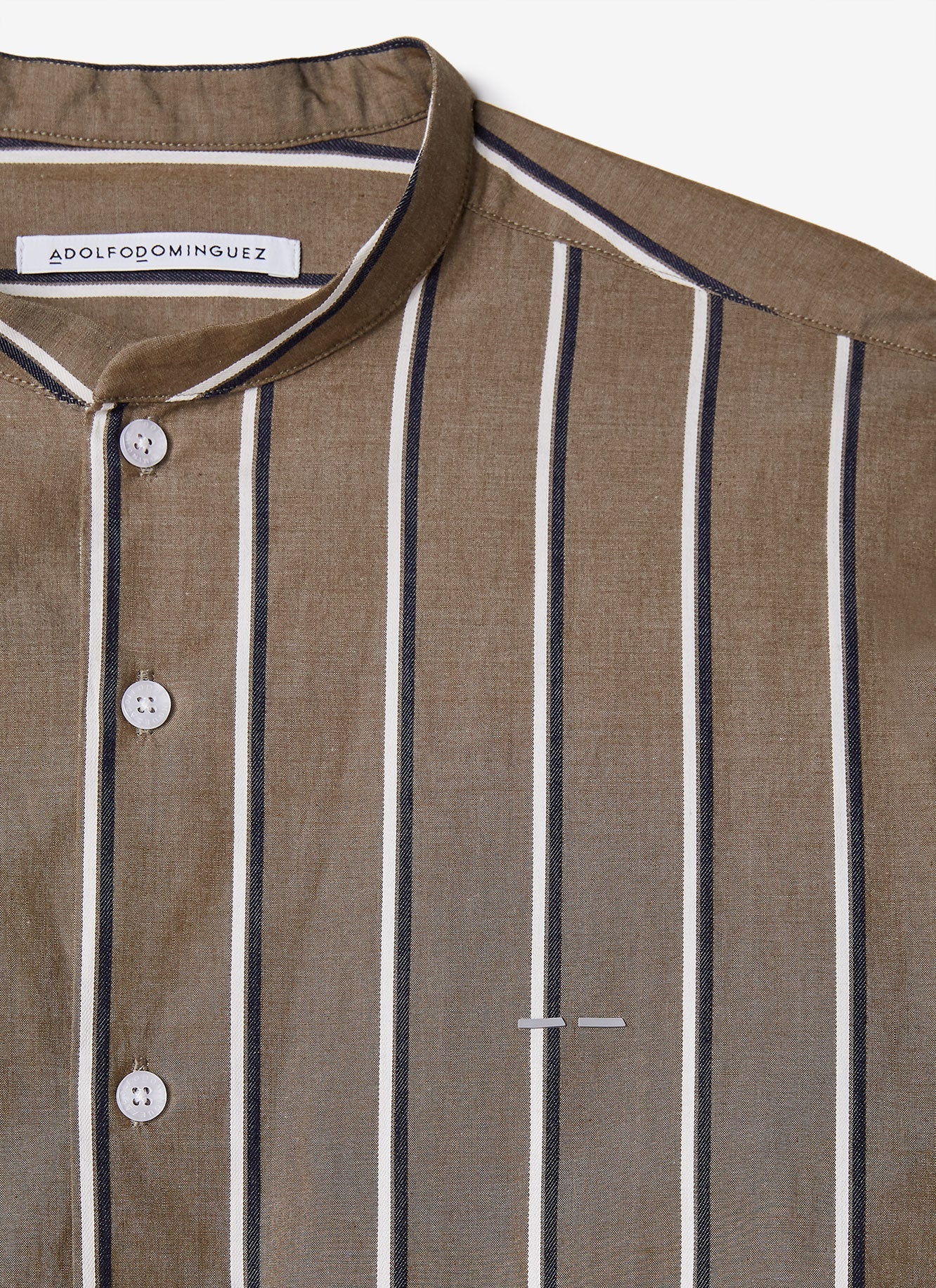 Men Shirt | Ike Green Mandarin Collar Cotton Shirt by Spanish designer Adolfo Dominguez