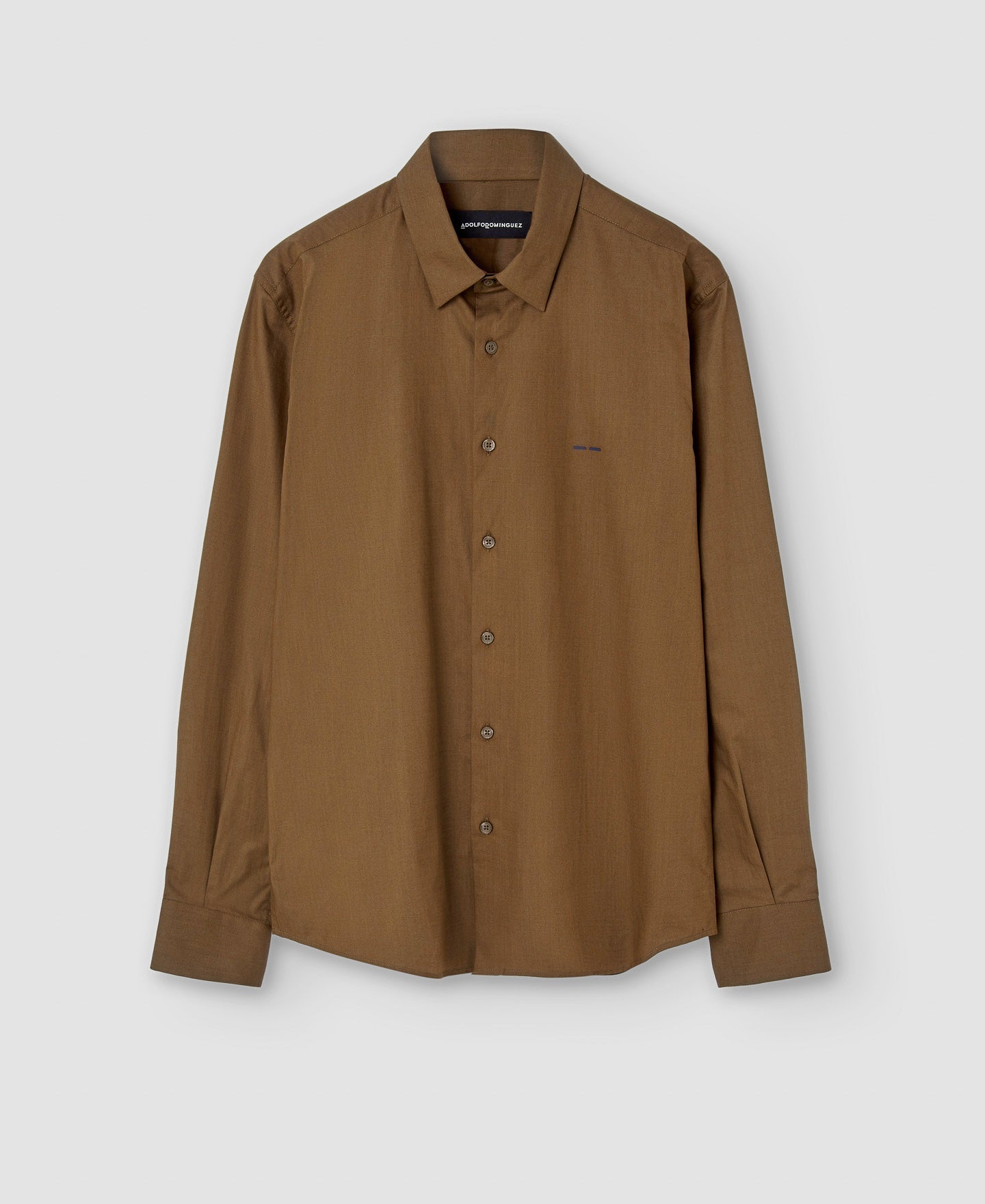 Men Shirt | Khaki Regular Fit Cotton Shirt by Spanish designer Adolfo Dominguez