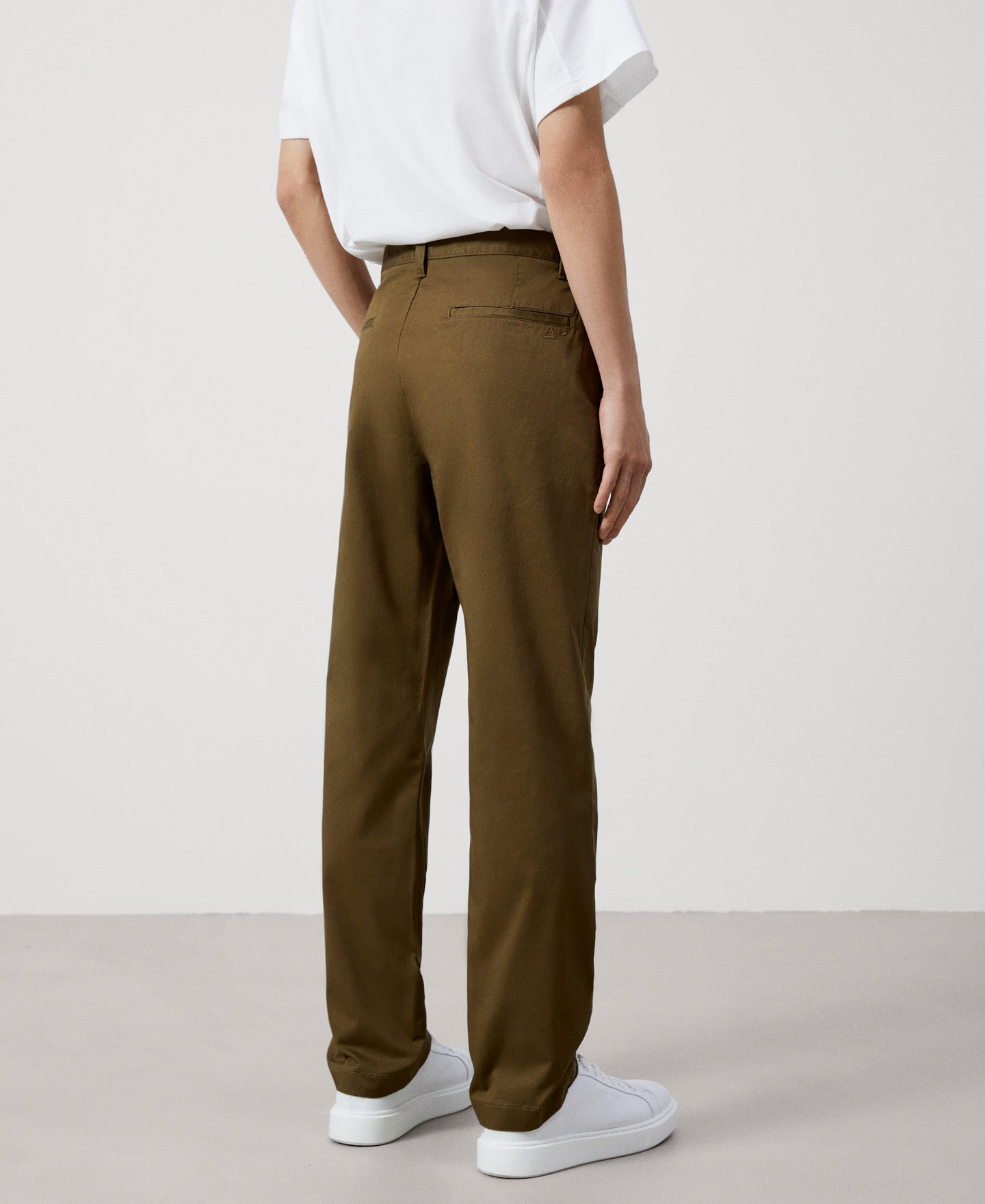 Men Trousers | Khaki Stretch Cotton Chino Trousers by Spanish designer Adolfo Dominguez