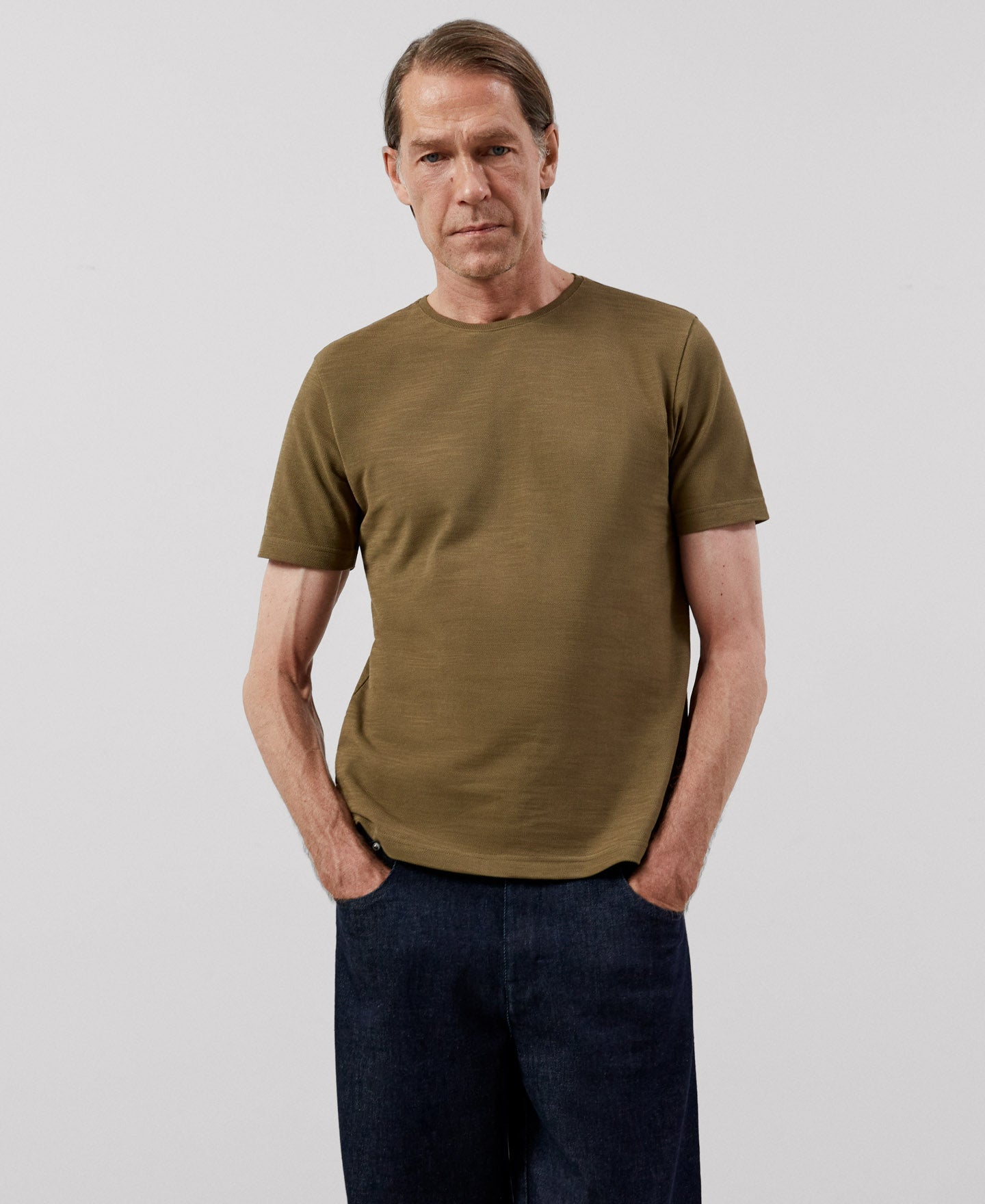 Men T-Shirt (Short Sleeve) | Khaki T-Shirt by Spanish designer Adolfo Dominguez