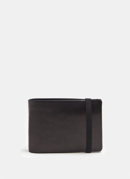 Men Wallet | Leather Black Wallet With Elastic Closure by Spanish designer Adolfo Dominguez