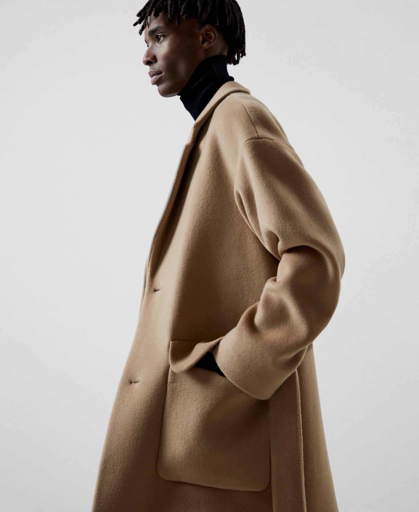 Men Coat | Light Brown Merino Wool Cloth Oversize Coat by Spanish designer Adolfo Dominguez