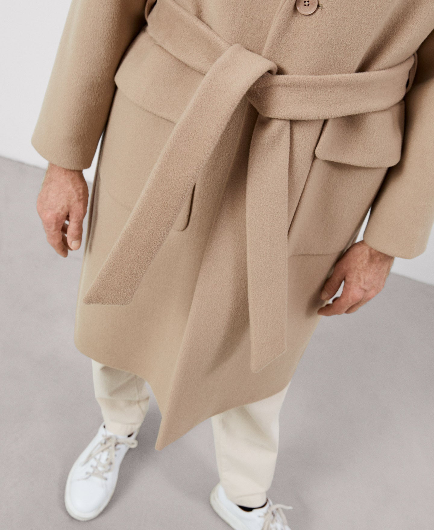 Men Coat | Light Brown Merino Wool Cloth Oversize Coat by Spanish designer Adolfo Dominguez