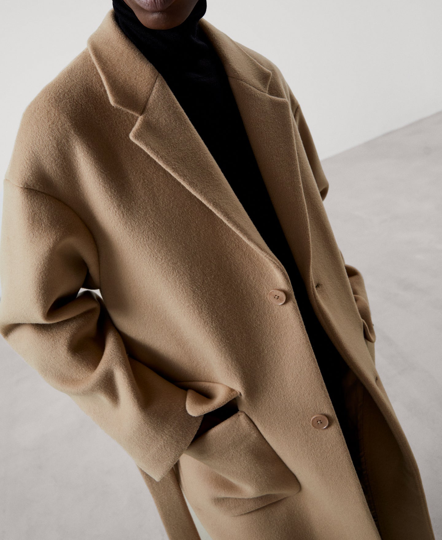 Men Coat | Light Brown Merino Wool Cloth Oversize Coat by Spanish designer Adolfo Dominguez