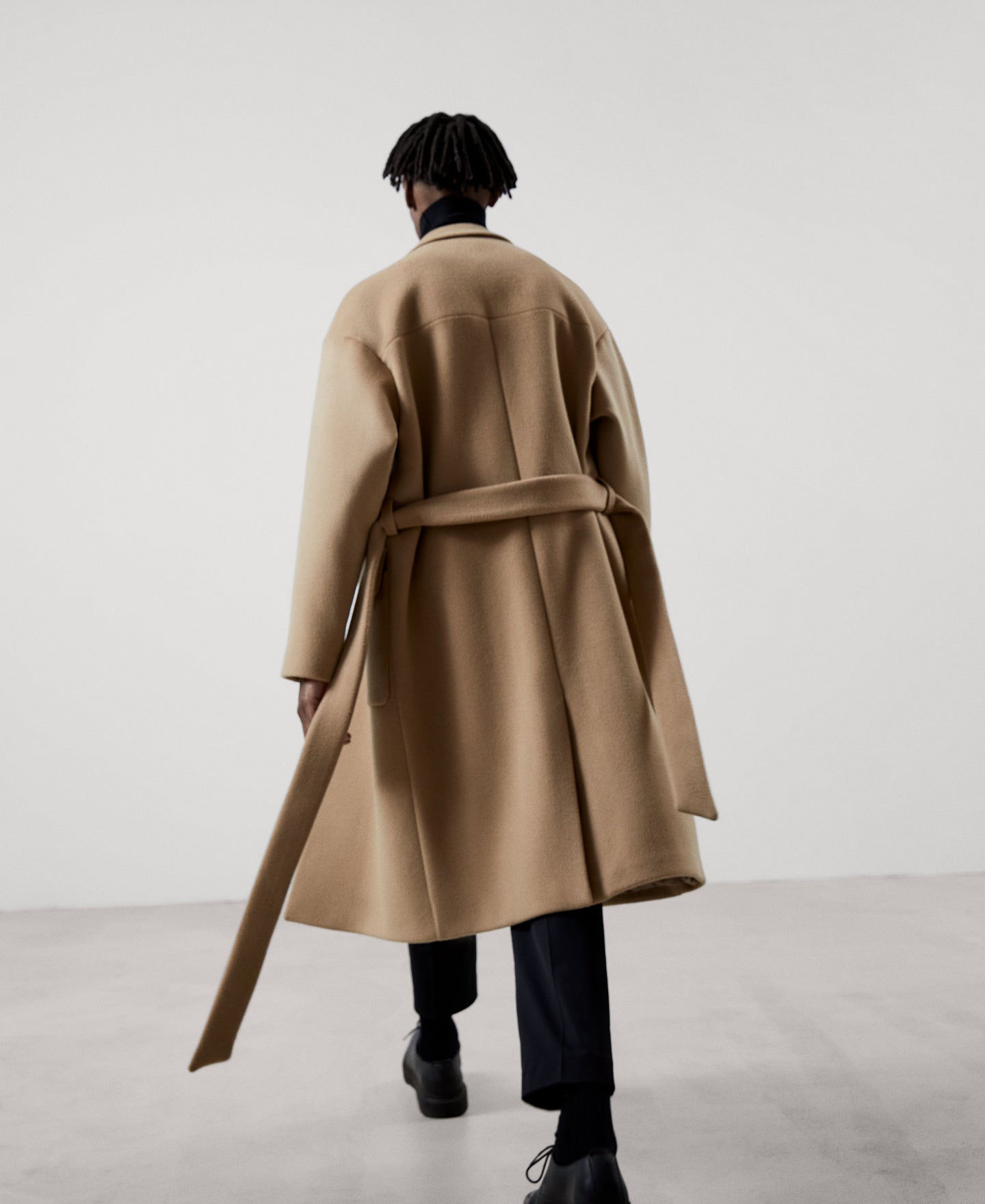 Men Coat | Light Brown Merino Wool Cloth Oversize Coat by Spanish designer Adolfo Dominguez