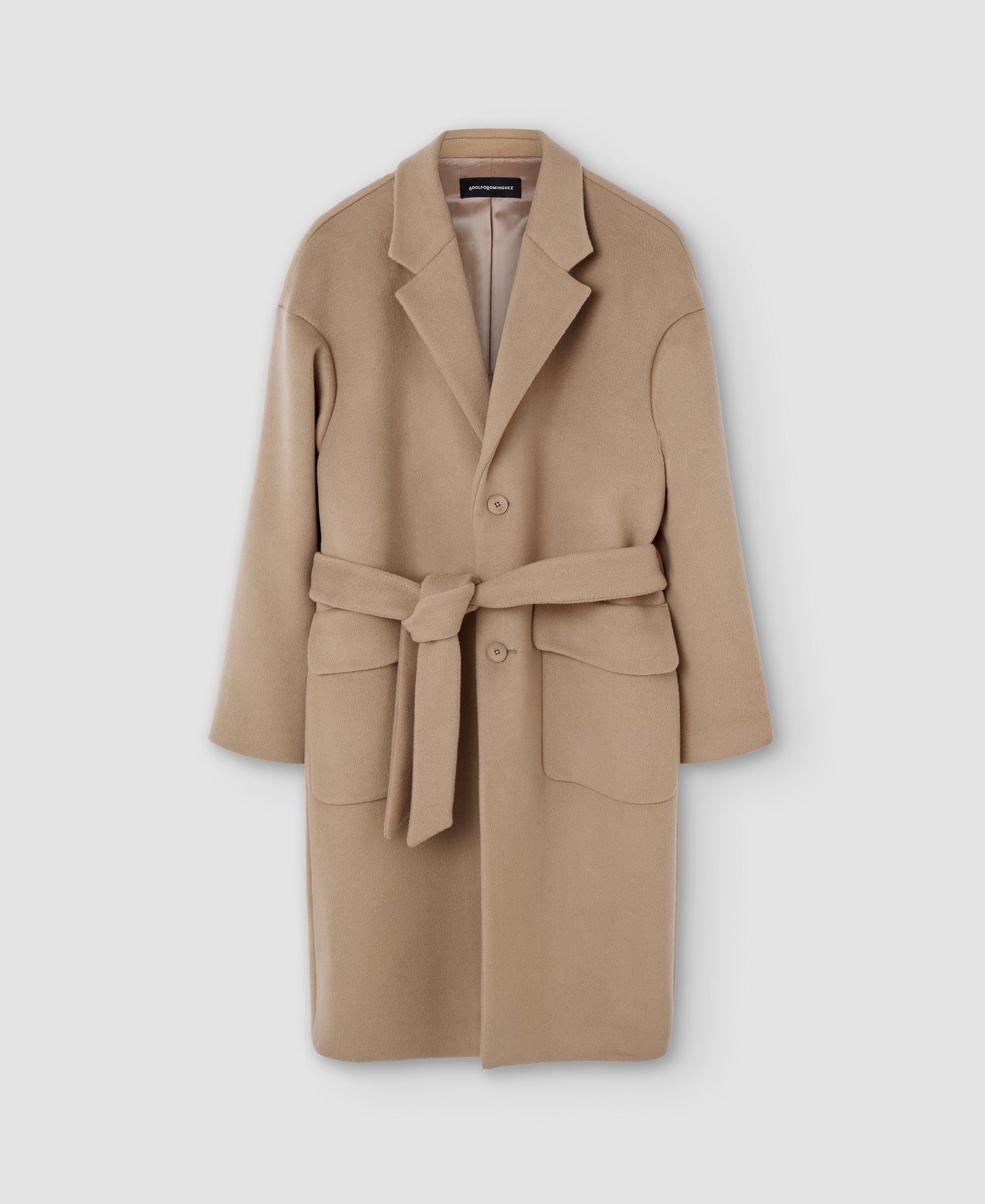 Men Coat | Light Brown Merino Wool Cloth Oversize Coat by Spanish designer Adolfo Dominguez