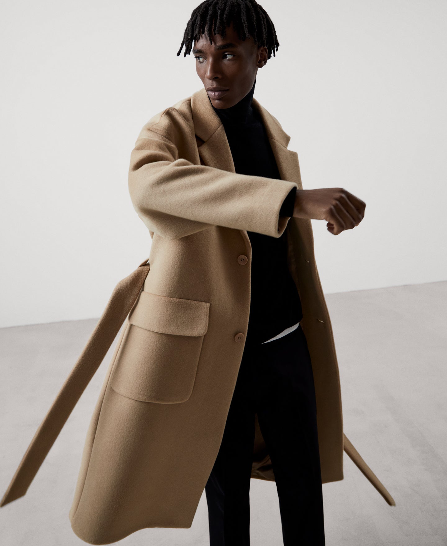 Men Coat | Light Brown Merino Wool Cloth Oversize Coat by Spanish designer Adolfo Dominguez