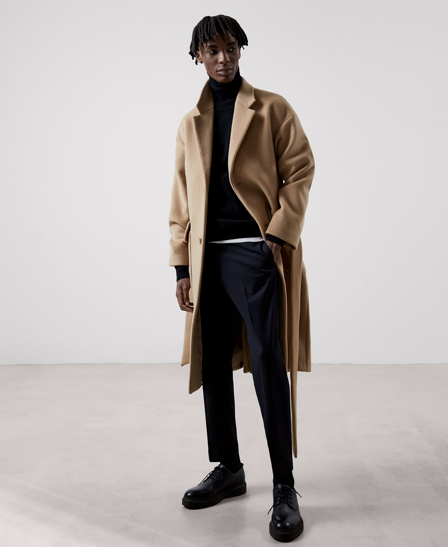 Men Coat | Light Brown Merino Wool Cloth Oversize Coat by Spanish designer Adolfo Dominguez