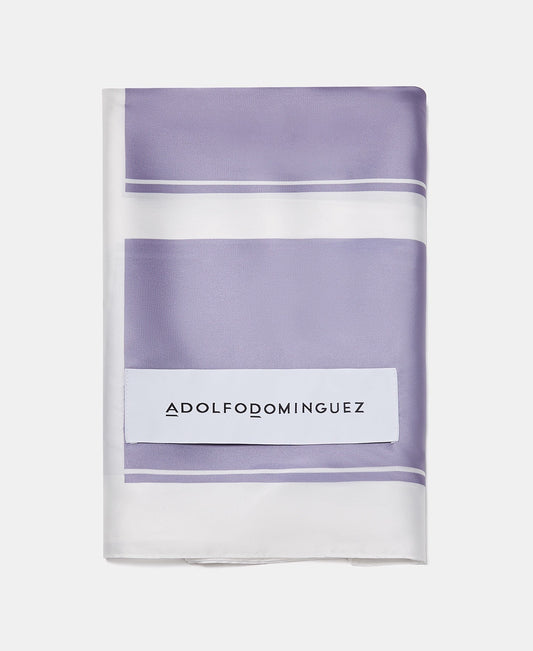 Women Handkerchief | Lilac Straight Printed Foulard With Logo by Spanish designer Adolfo Dominguez