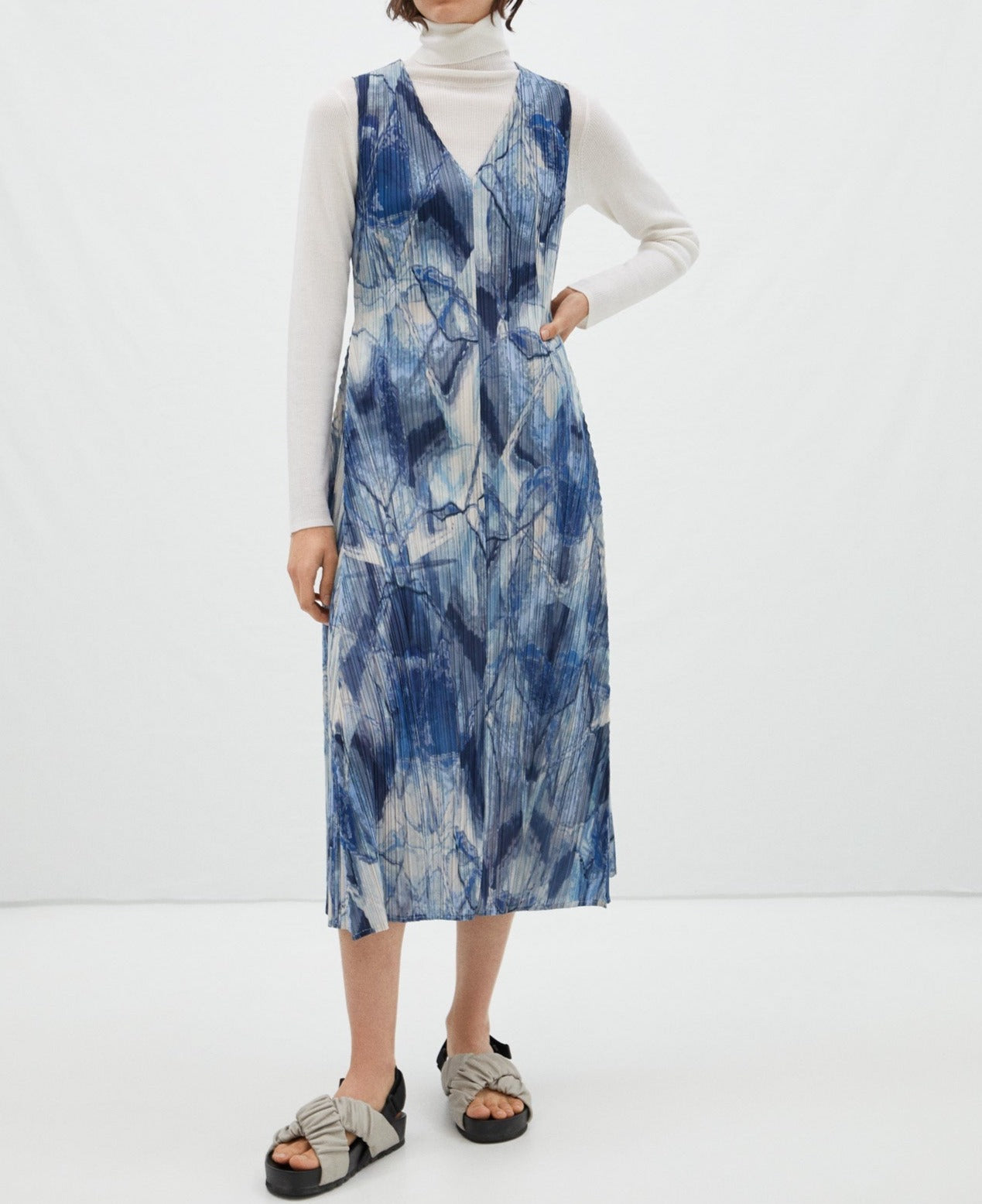 Women Dress | Multicolour Atlantic Print Sleeveless Dress by Spanish designer Adolfo Dominguez