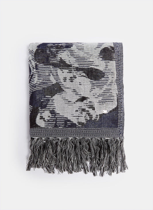 Women Shawl | Navy Blue And Grey Shawl by Spanish designer Adolfo Dominguez